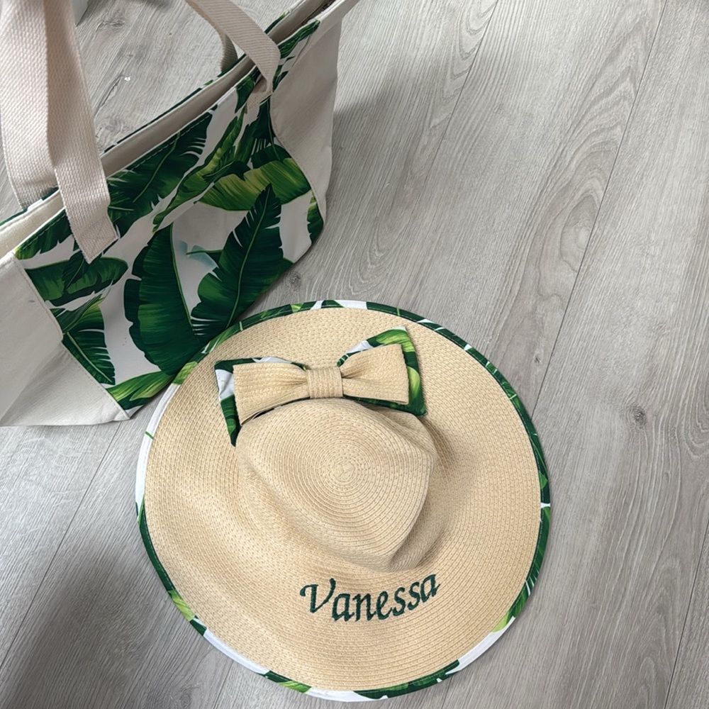 Customized hand made Hat and tote matching